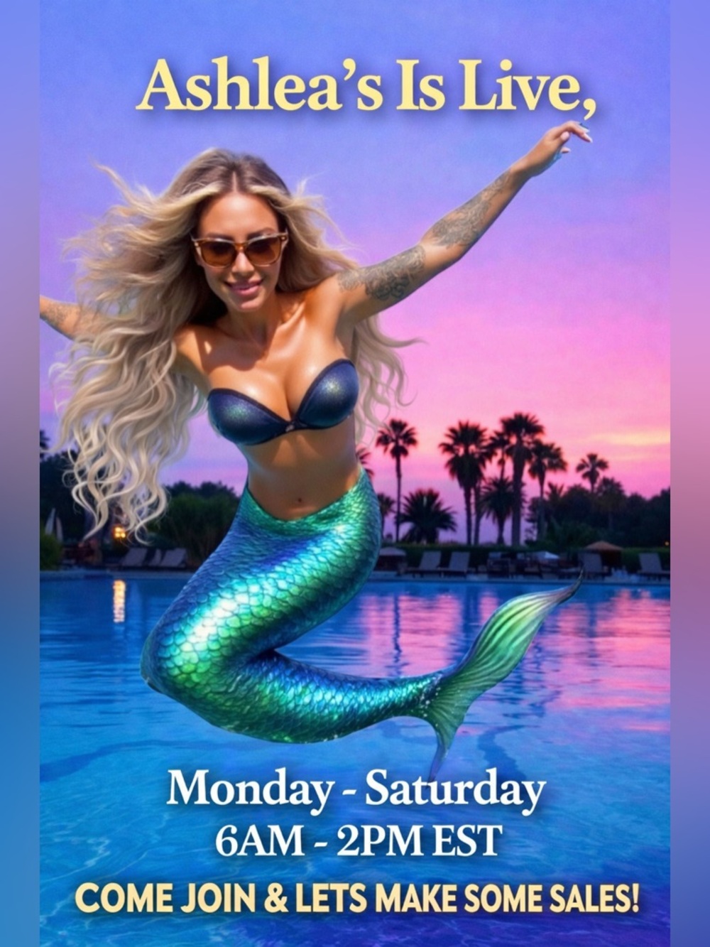🧜♀️🌊 ASH IS LIVE SHOW FLYER /2 “ LIKE THIS FLYER FOR WHEN I GO LIVv 🧜♀️🧜♀️👇🌊 - Picture 2 of 8